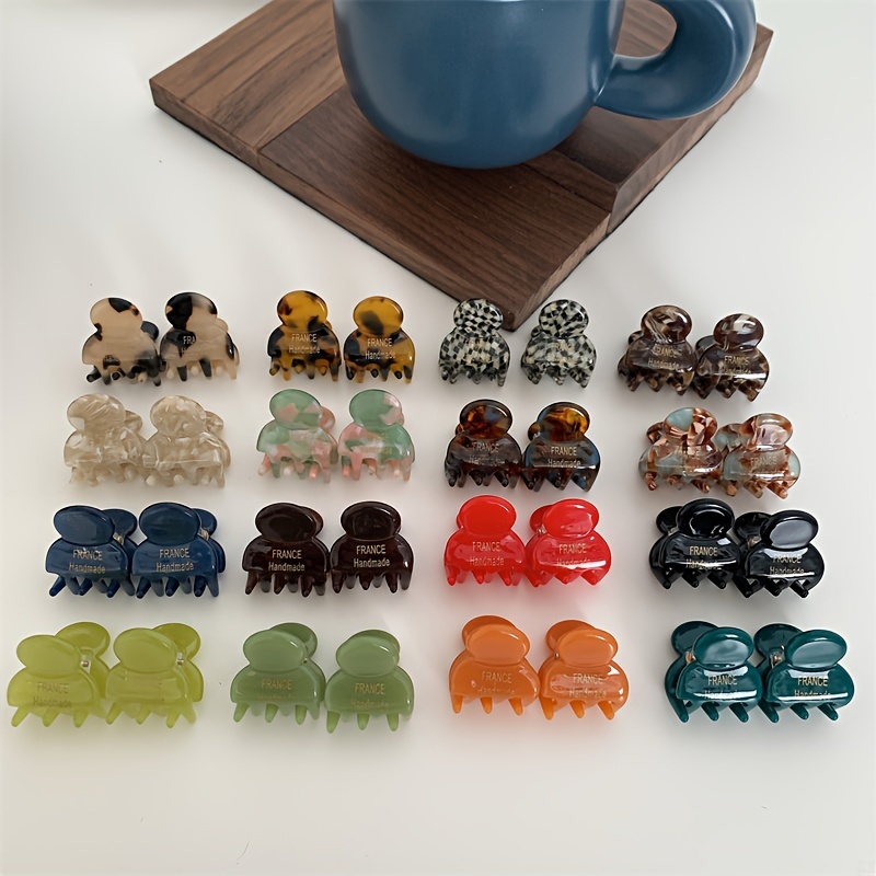 Hair Claw Clip Set - 2pcs/set Mini Acetate Hair Claw Side