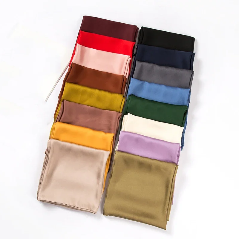 Women Accessories In Wholesale - Satin Scarf Women 70cm Solid Color