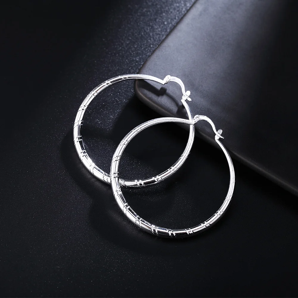 Statement Earrings Oversized - 3/4/5/6cm Big 925 Sterling Silver Circle