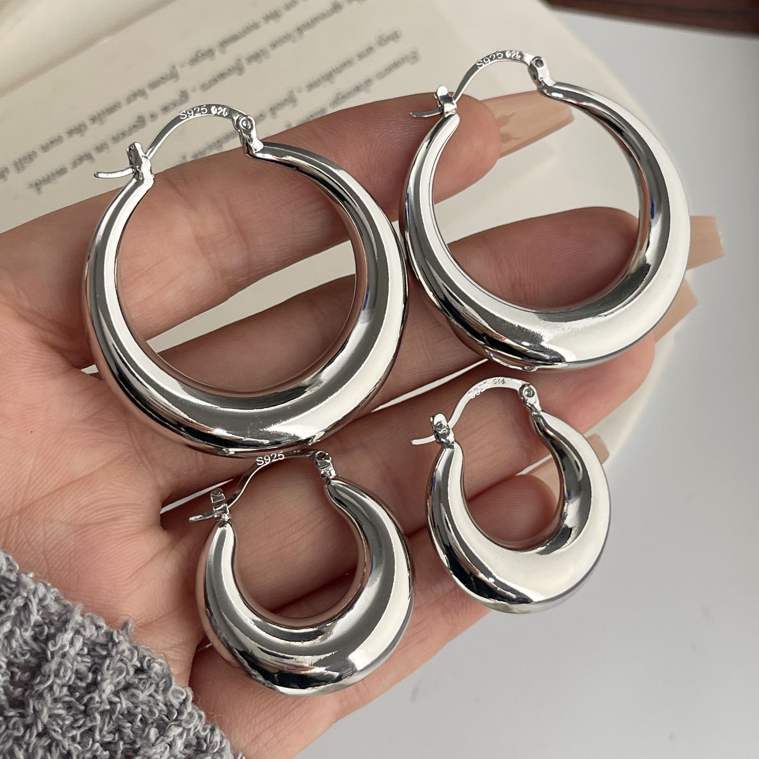 Statement Earrings Oversized - 925 Sterling Silver Vintage Earrings For