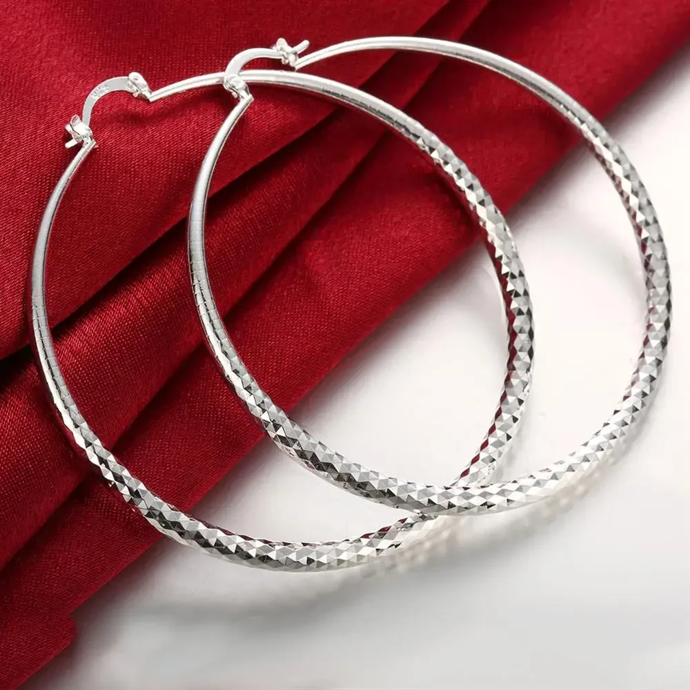 Statement Earrings Oversized - Hot 925 Sterling Silver 7CM Earrings