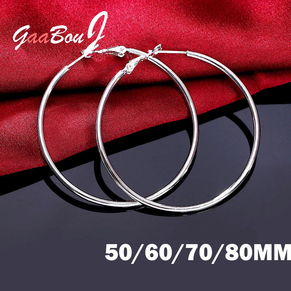 Statement Earrings Oversized - 925 Sterling Silver Big Circle Round