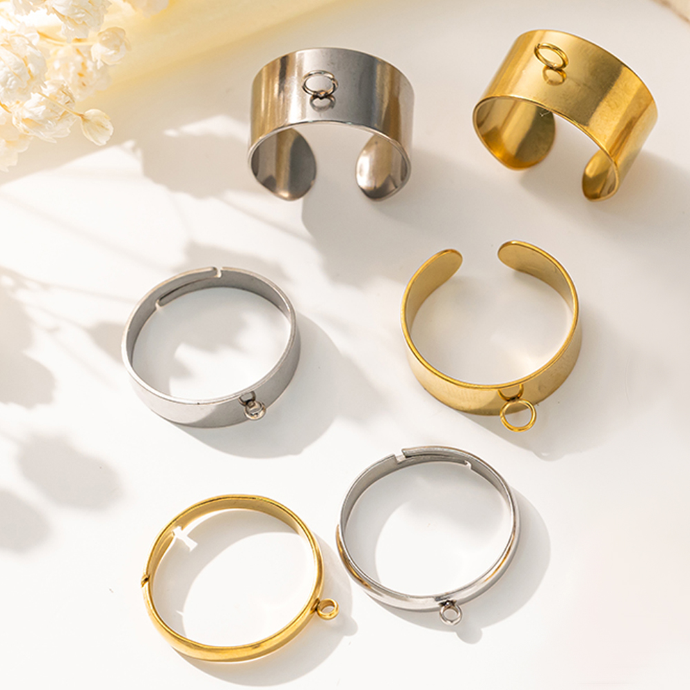 Women'S Accessories Rings - 5pcs/Lot Stainless Steel Gold Color Open