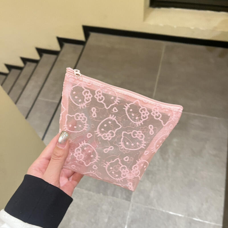 Women'S Vanity Accessories - Kawaii Cartoon Hello Kitty Transparent Mesh