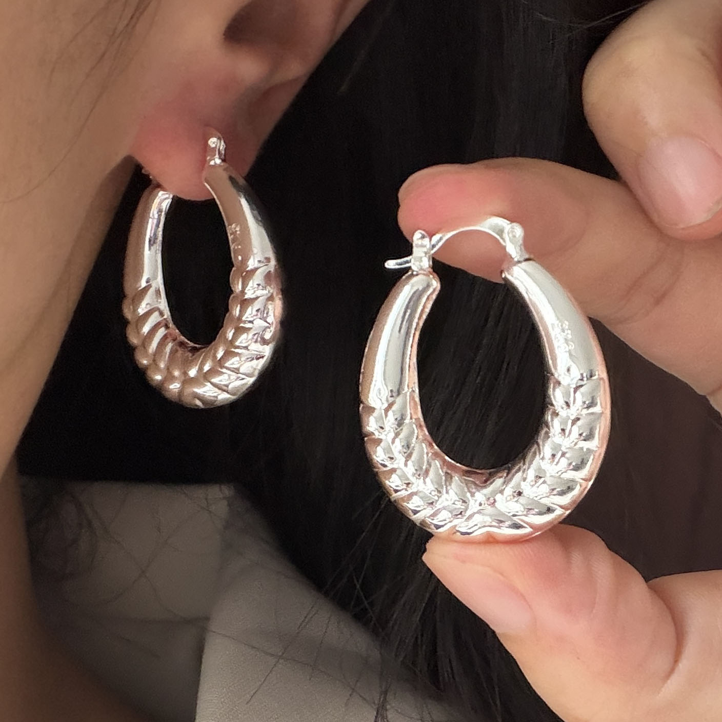 925 Sterling Silver Vintage Ea - Statement Earrings Oversized review and price