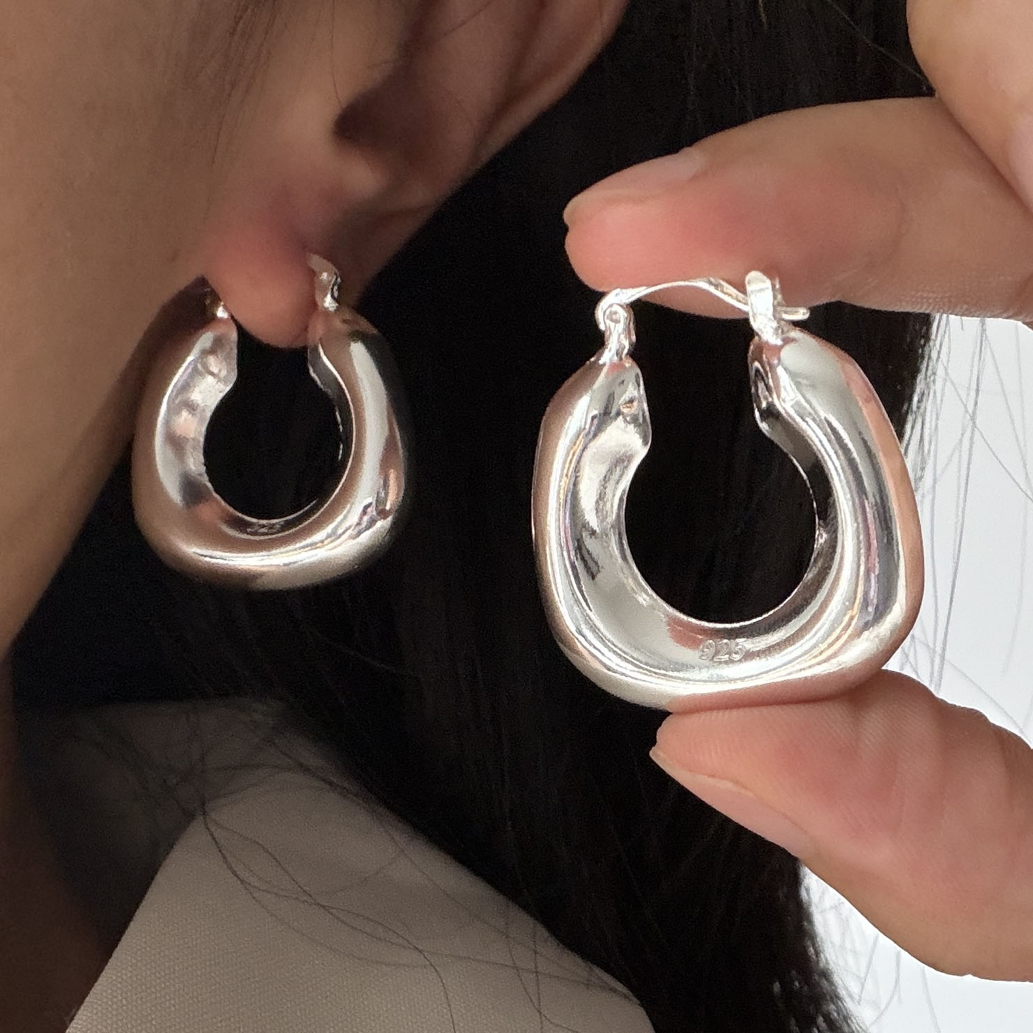 925 Sterling Silver Vintage Ea - Statement Earrings Oversized review and price