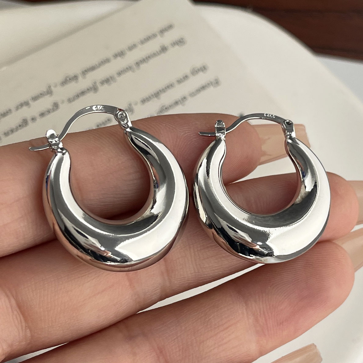 925 Sterling Silver Vintage Ea - Statement Earrings Oversized review and price