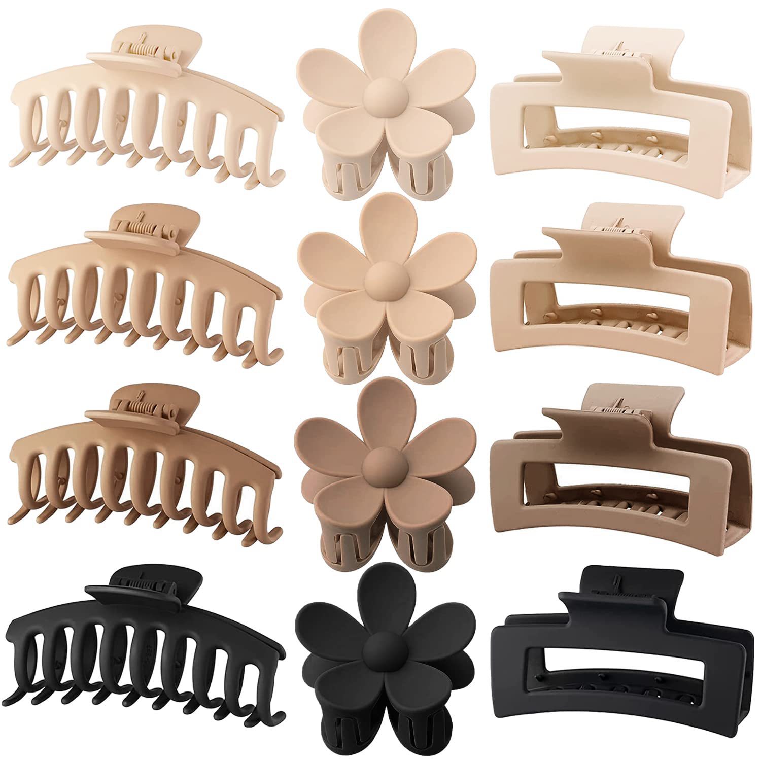 12Pcs Neutral Tone Plastic Hai - Hair Claw Clip Set review and price