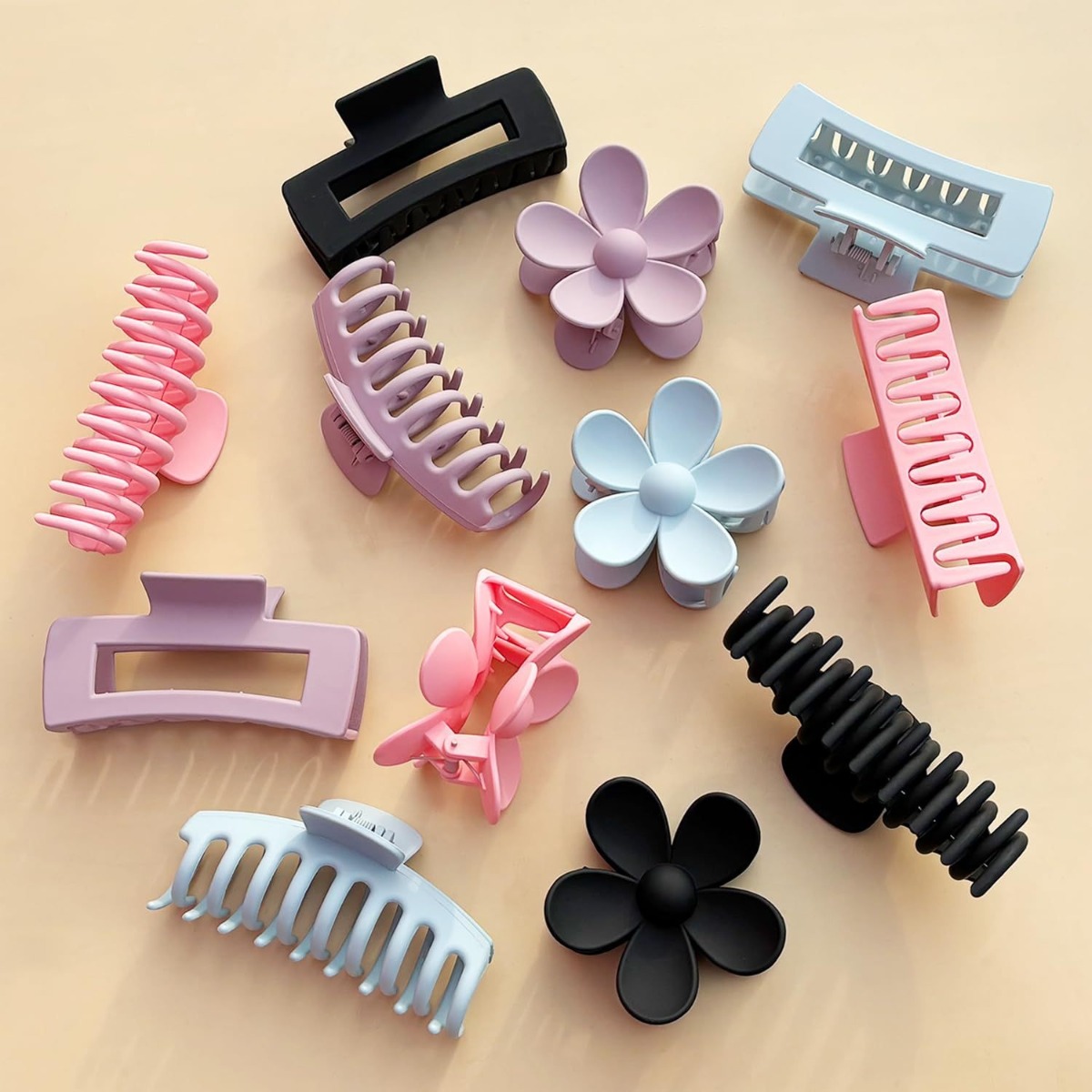 12Pcs Neutral Tone Plastic Hai - Hair Claw Clip Set review and price
