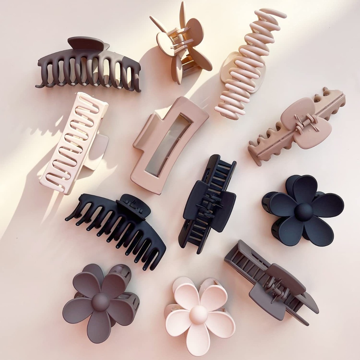 12Pcs Neutral Tone Plastic Hai - Hair Claw Clip Set review and price