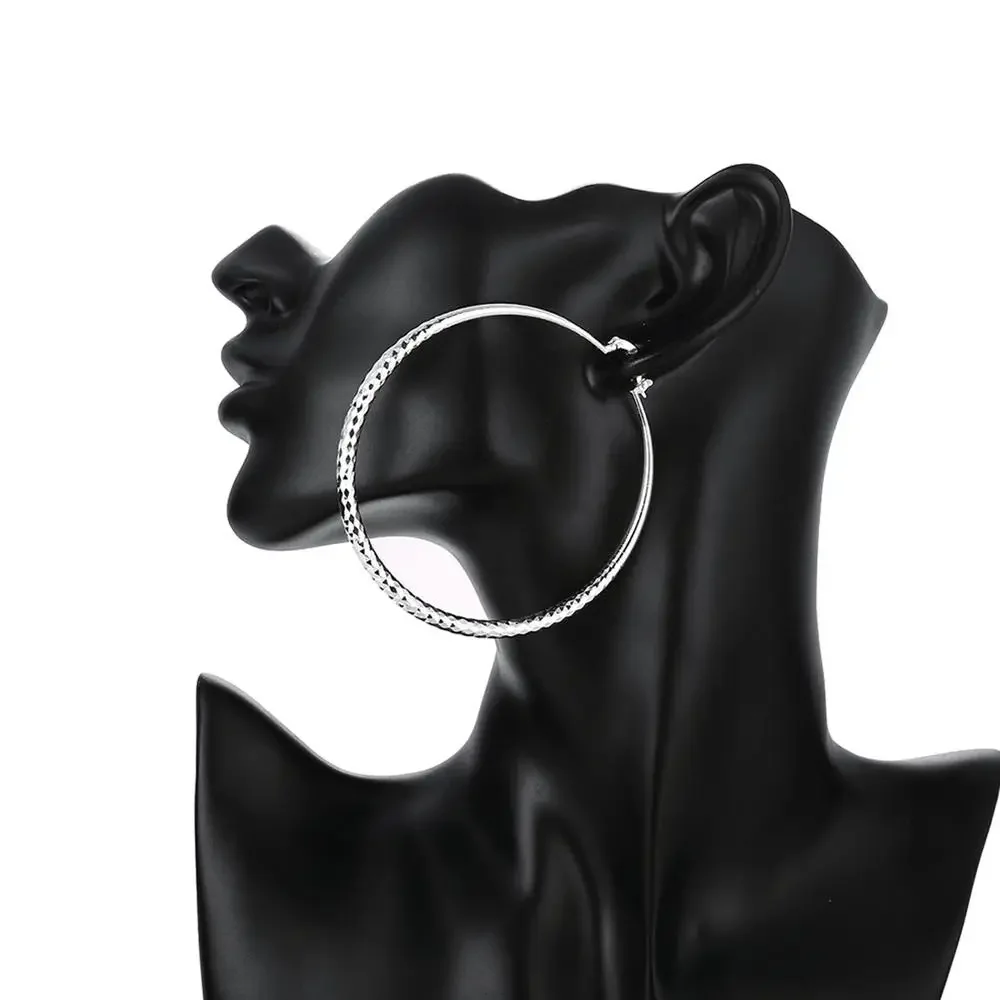 Hot 925 Sterling Silver 7CM  E - Statement Earrings Oversized review and price