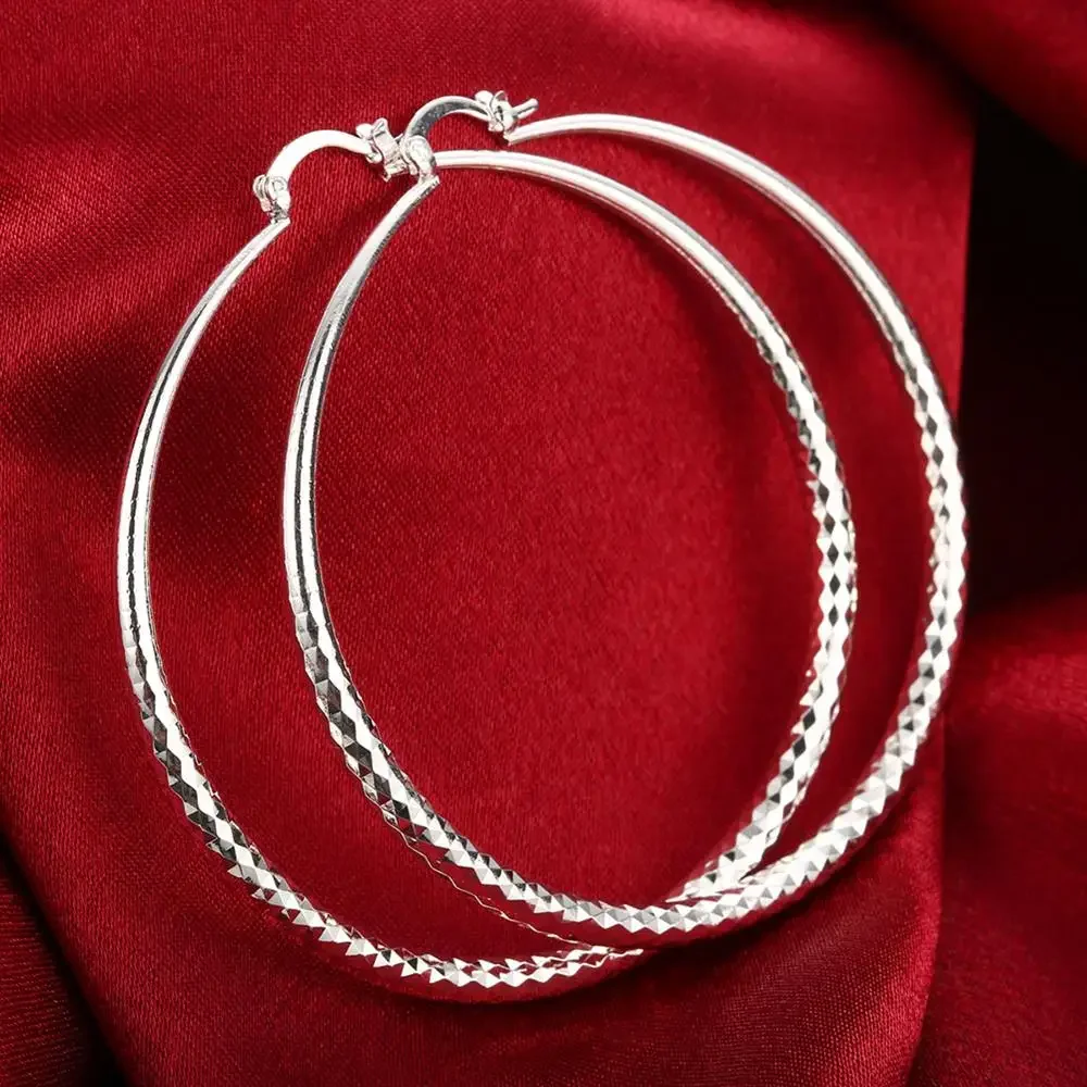 Hot 925 Sterling Silver 7CM  E - Statement Earrings Oversized review and price