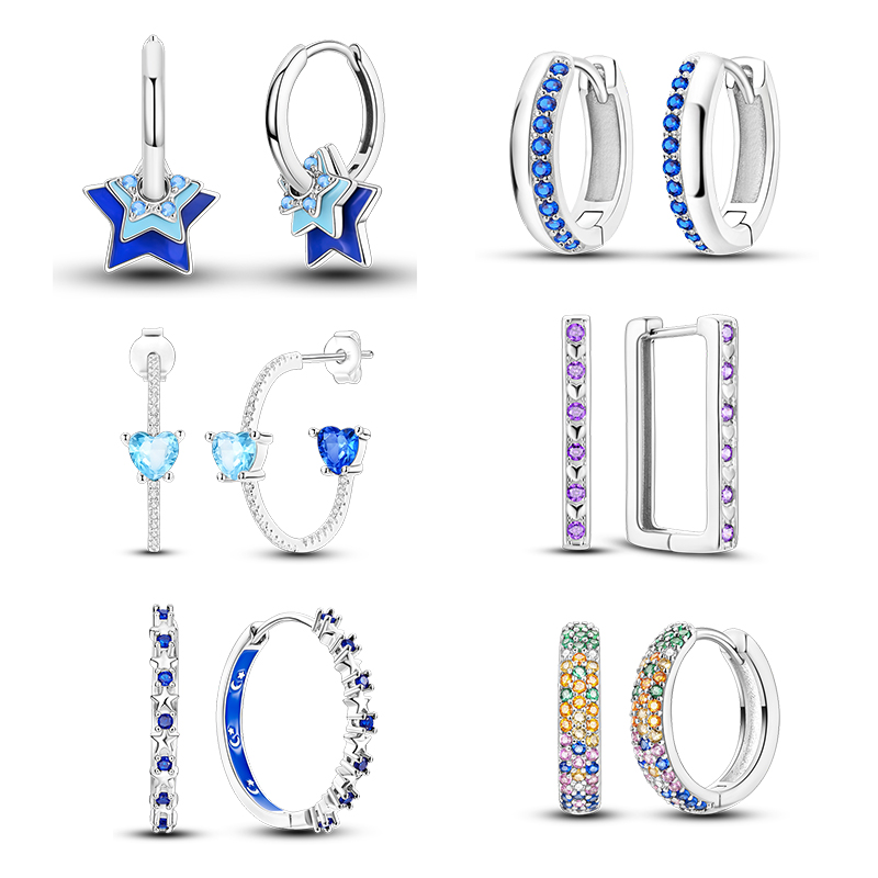 Blue Stars Series Hoop Earring - Statement Earrings Oversized review and price
