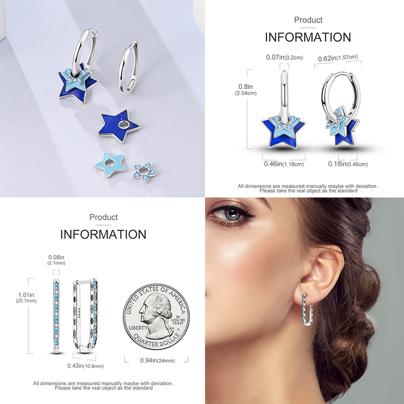 Blue Stars Series Hoop Earring - Statement Earrings Oversized review and price