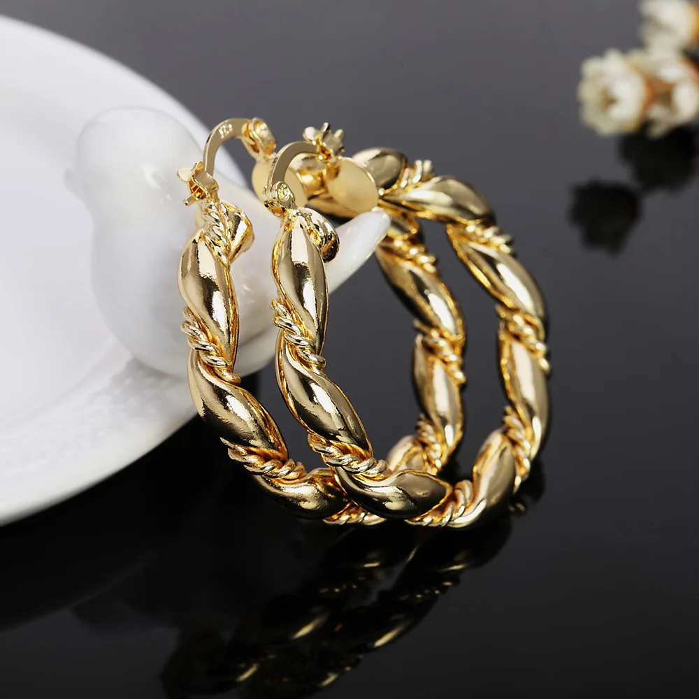 Hot 18K Gold Rope Round Big 4c - Statement Earrings Oversized review and price