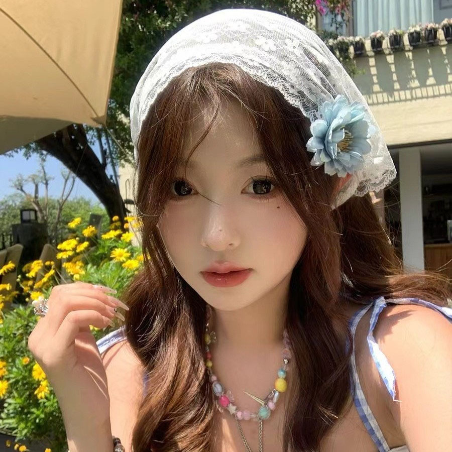 1PC triangle Lace scarf white  - Women Accessories Photos review and price
